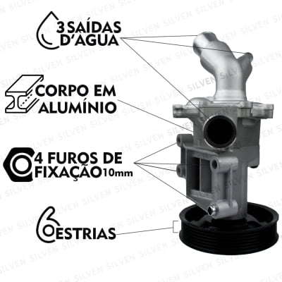 Bomba da Água para Fiat Toro e Jeep Renegade 1.8 Flex E-torq com Direção Elétrica
